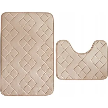 Koupelnová předložka Koupelnové předložky sada 2 kusů béžová souprava k WC