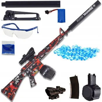 Dětská zbraň VELKÁ PUŠKA NA GELOVÉ KULIČKY AUTOMATICKÁ STROJNÍ PISTOLE HRAČKA USB AKU