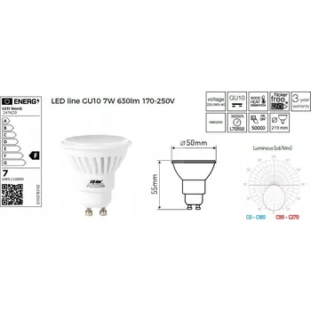 Žárovka LED žárovka line GU10 630lm A+