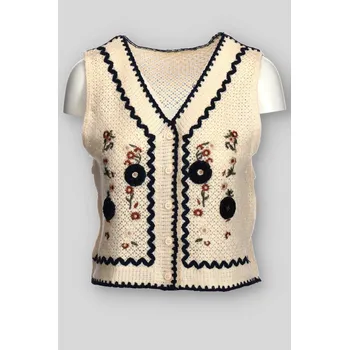 Dámský svetr Stylová BOHO vesta se vzorem ZS68033 barva: modrá