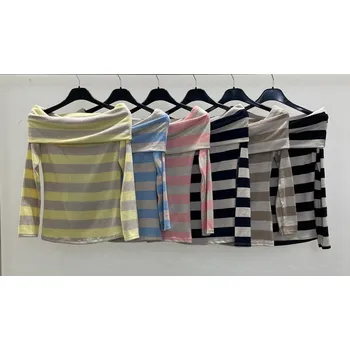 Dámské oblečení Halenka s odhalenými rameny PRUH U 10538 barva: béžová