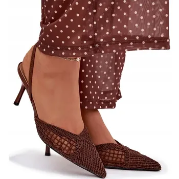 Dámské sandále Butosklep dámské sandály G493 BROWN na jehlovém podpatku, velikost 39