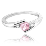 MINET Elegantní stříbrný prsten s růžovým zirkonem vel. 51