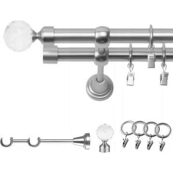 Garnýž GARNÝŽ DVOJITÁ 140 CM 19/19 MM CHROM MAT BELLUNA TICHÉ KROUŽKY SE ŽABKAMI