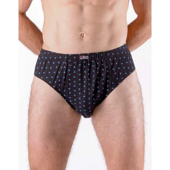 Slipy GINA pánské slipy nadměrné, šité, s potiskem 71123P černá měsíc 66/68