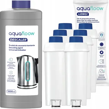 Kávovar Sada AquaFloow pro kávovary Delonghi: 6x vodní filtr + odvápňovač 1l