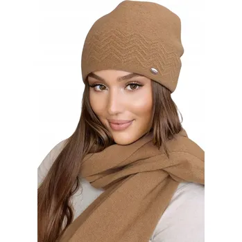 Dámské spodní prádlo HANA - velbloudí (camel) dámská podzimní a zimní vlněná čepice, KAMEA