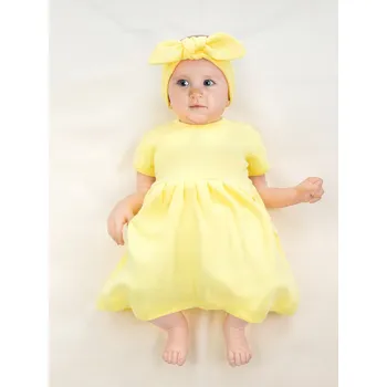 Kojenecký body Sada šatů s body a čelenkou pro holčičku žlutá Nicol, vel. 86