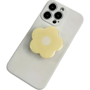 Držák mobilního telefonu s květem 5,3 x 5,2 cm Pro iPhone 16 Dekorativní stojánek na mobil Stylový držák na stůl žlutá