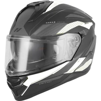 Helma na motorku přilba N304-S REVO, NOX (černá matná, bílá) 2026 Velikost: XS