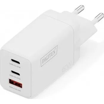 Adaptér k notebooku DIGITUS USB Nabíječka GaN 67W, 2x USB-C, 1x USB-A