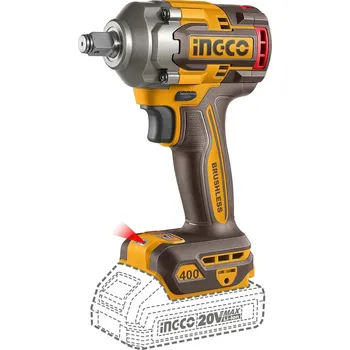INGCO Utahovák rázový AKU, 400Nm, bez baterie a nabíječky