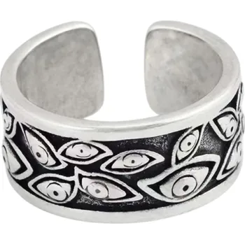 Prsten Stříbrný prsten Devil Eyes Nastavitelná manžeta Slitina zinku Unisex Design Kvalitní materiál Moderní styl Pro každodenní nošení