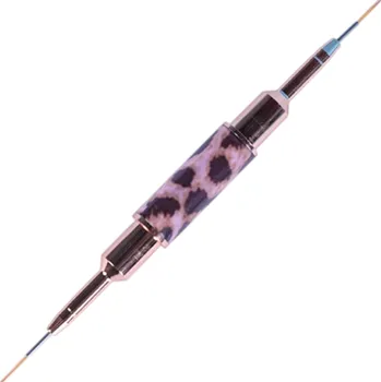 Oboustranný štěteček na nehty 14 mm + 17 mm Tenký nail art štětec na detailní kresbu a malování linií Leopardí potisk Profesionální zdobení