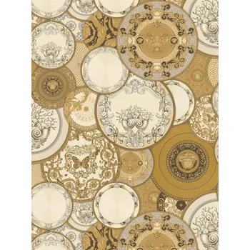 Tapeta A.S. Création | Vliesová tapeta na zeď Versace 6 79136-3 | 0,53 x 10,05 m | zlatá, žlutá, hnědá, krémová + Zlatá, žlutá, hnědá, krémová vliesová tapeta na stěnu 791363 v rozměru 0,53 x 10,05 m