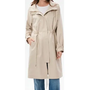 Dámský kabát Sinsay - Dlouhá parka s kapucí - krémová - 304HC-01X - 304HC-01X-M