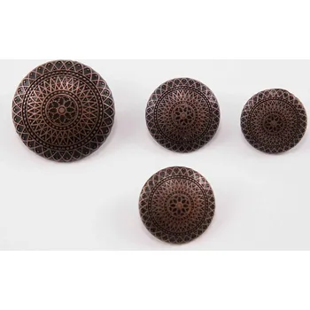 Knoflík Luxusní kovový knoflík s ražbou - krajkový vzor - matný - staroměď - průměr 2 cm