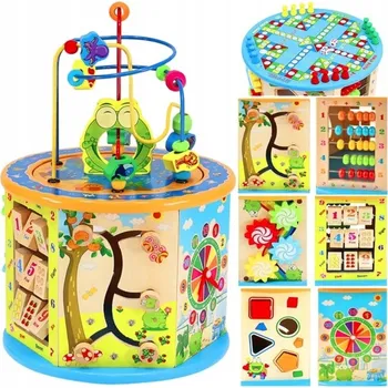 Dřevěná hračka Vzdělávací kostka Kruzzel K7711 8v1 dřevěná