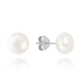 Souprava šperků MINET Stříbrné náušnice PERLY - bílé 8 mm