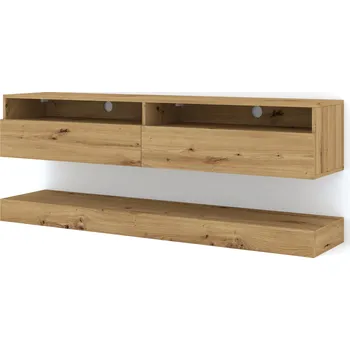 Televizní stolek TV stolek DUO 160 cm závěsný, police dub artisan