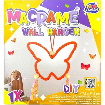 kreativní sada MAKRAMÉ ZÁVĚS NA ZEĎ MOTÝL PRO DĚTI KREATIVNÍ SADA UDĚLEJ SI SÁM