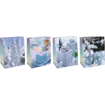 Dárková taška Luxusní vánoční dárková taška Velikost L 31x40x12 cm - 4 Zimní motivy