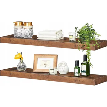 police Dřevěná police Hoobro 80 x 20 cm dub antik, rustikální dub, odstíny hnědé