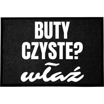 Rohožka VCHODOVÁ ROHOŽKA 40X60CM ČERNÁ S VTIPNÝM NÁPISEM - BOTY ČISTÉ?