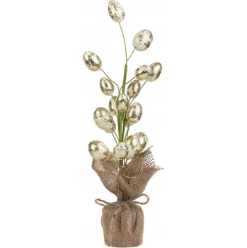 Bytová dekorace Velikonoční Dekorace LECCY stromeček se zlatými vajíčky 46 cm HOMLA