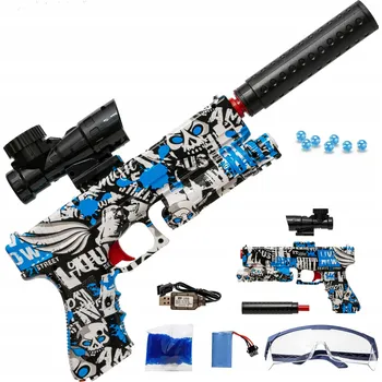 Dětská zbraň AUTOMATICKÁ PISTOLE NA GELOVÉ KULIČKY S TLUMIČEM