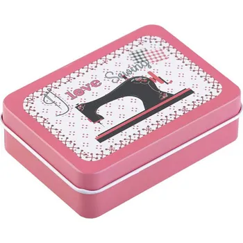 Organizér galanterie Plechová krabička na šití, malé, 1 růžová