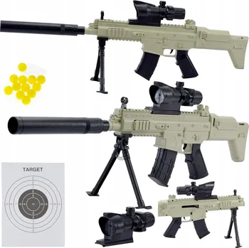Dětská zbraň PUŠKA PISTOLE NA KULIČKY S TLUMIČEM IMITACE ZBRANĚ ASG REPLIKA LASER