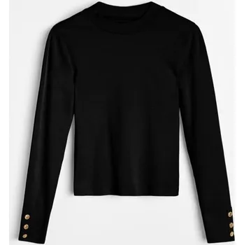 Dámská halenka Sinsay - Bavlněná halenka s ozdobnými knoflíky - černá - 026HA-99X - 026HA-99X-S