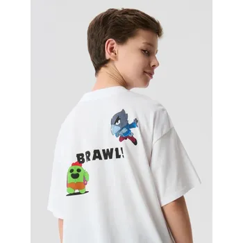 Chlapecké tričko Sinsay - Bavlněné oversize tričko s potiskem Brawl Stars - bílá - 515FC-00X - 515FC-00X-170