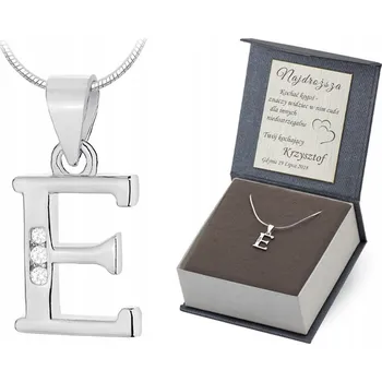 Přívěsek STŘÍBRNÁ SOUPRAVA ryzost 925 Řetízek 38 Cm a Přívěsek Zirkony Písmeno E