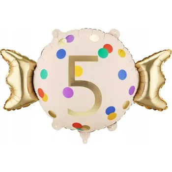 Balónek Fóliový balónek Cukroví "5", 61x37 cm, mix barev