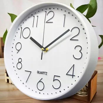 Hodiny VELKÉ NÁSTĚNNÉ HODINY KULATÝ TICHÉ BÍLÉ PŘEHLEDNÉ 30 cm NA ZEĎ S PLYNULÝM CHODEM