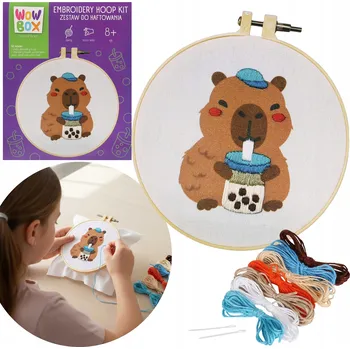 kreativní sada Wow Box-KAPYBARA Bubble Tea Sada na vyšívání, kreativní s tamborkem 8+