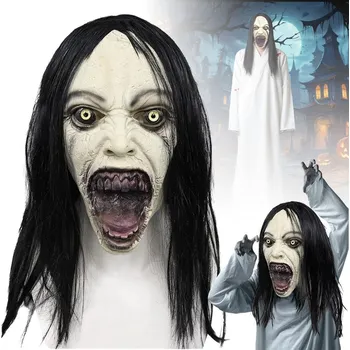 Karnevalová maska Strašidelná latexová maska na obličej – černá