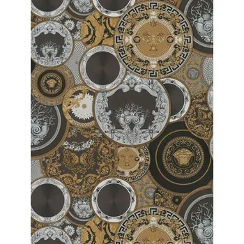 Tapeta A.S. Création | Vliesová tapeta na zeď Versace 6 79136-4 | 0,53 x 10,05 m | hnědá, metalická, zlatá, černá + Hnědá, metalická, zlatá, černá vliesová tapeta na stěnu 791364 v rozměru 0,53 x 10,05 m