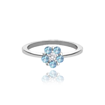 Prsten MINET Dětský stříbrný prsten KYTIČKA se světle modrými zirkony vel. 48