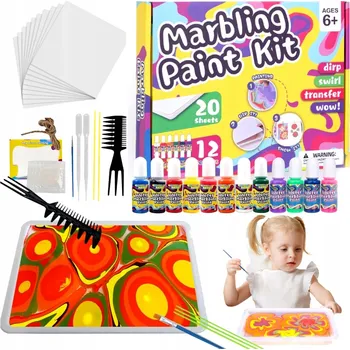 kreativní sada SADA BARVA NA MRAMOR 12 UMĚLECKÝCH BAREV PRO VODOVÉ MALOVÁNÍ PRO DĚTI