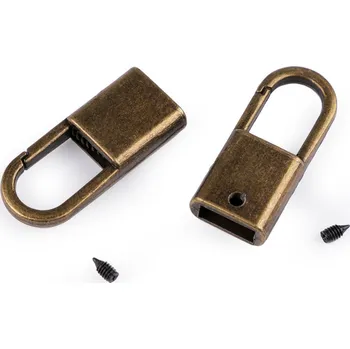 Kovová koncovka s karabinou šíře 9 mm, střední, 4 staromosaz