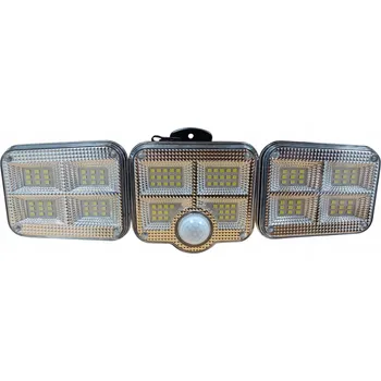 Venkovní osvětlení Solární lampa LED s pohybovým senzorem, 3 panely, dálkové ovládání, venkovní