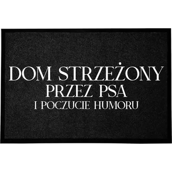 Rohožka VSTUPNÍ ROHOŽKA 40X60CM ČERNÁ PRO DŮM S NÁPISEM "DŮM HLÍDÁN PSEM"