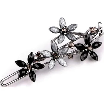 Náramek Sponka do vlasů s broušenými kamínky květy, střední, 2 jet