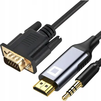 Video kabel CO2 VGA - HDMI Kabel s Převodníkem a Zvukem, Full HD 60Hz, 1M