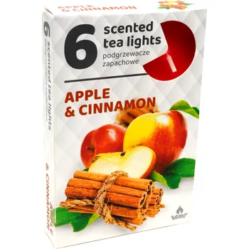Svíčka Čajová svíčka parafinová JABLKO A SKOŘICE Admit 6 ks