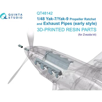Plastikový model Quinta studio 1/48 Yak-7B/Yak-9D Ratchet and early Exhaust (ZVE)