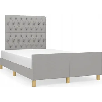 Postel Rám postele s čelem, světle šedá, 193 x 123 x 118/128 cm